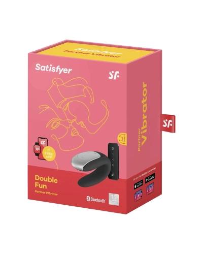 Satisfyer Double Fun - nabíjecí smart párový vibrátor s dálkovým ovladačem (černý)