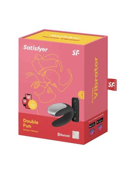 Satisfyer Double Fun - nabíjecí smart párový vibrátor s dálkovým ovladačem (černý)