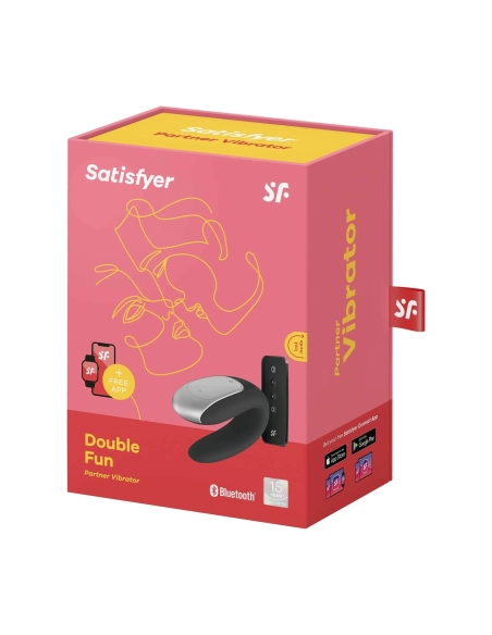 Satisfyer Double Fun - nabíjecí smart párový vibrátor s dálkovým ovladačem (černý)