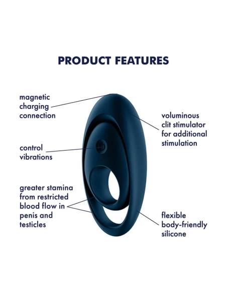 Satisfyer Gloriouse Duo - nabíjecí, vodotěsný vibrační kroužek na penis (modrý)