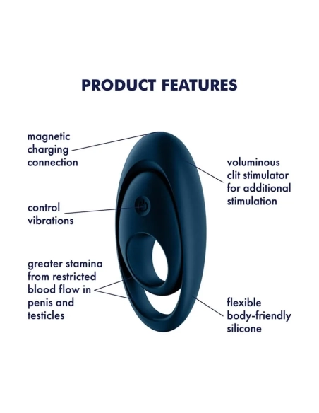Satisfyer Gloriouse Duo - nabíjecí, vodotěsný vibrační kroužek na penis (modrý)