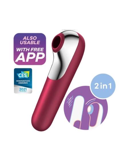 Satisfyer Dual Love - nabíjecí, vodotěsný smart vibrátor na klitoris a vagínu (červený)