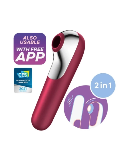 Satisfyer Dual Love - nabíjecí, vodotěsný smart vibrátor na klitoris a vagínu (červený)