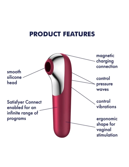 Satisfyer Dual Love - nabíjecí, vodotěsný smart vibrátor na klitoris a vagínu (červený)