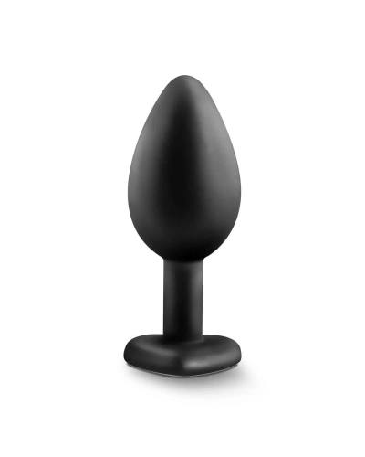 Temptasia M - anální dildo ve tvaru srdce se stříbrným kamínkem (černé) - střední