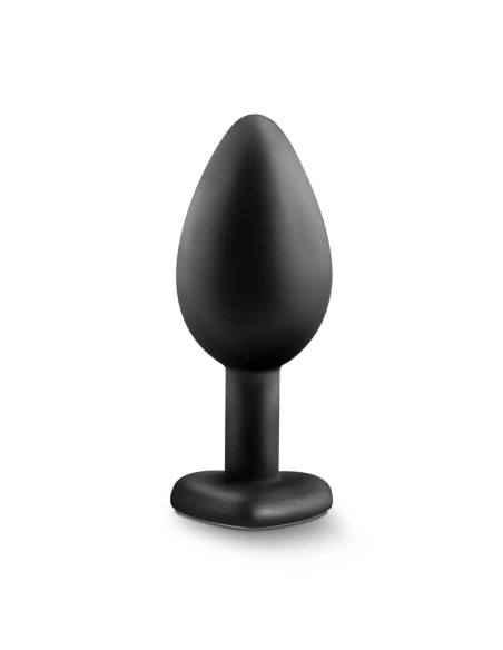 Temptasia M - anální dildo ve tvaru srdce se stříbrným kamínkem (černé) - střední