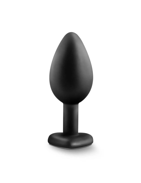 Temptasia M - anální dildo ve tvaru srdce se stříbrným kamínkem (černé) - střední