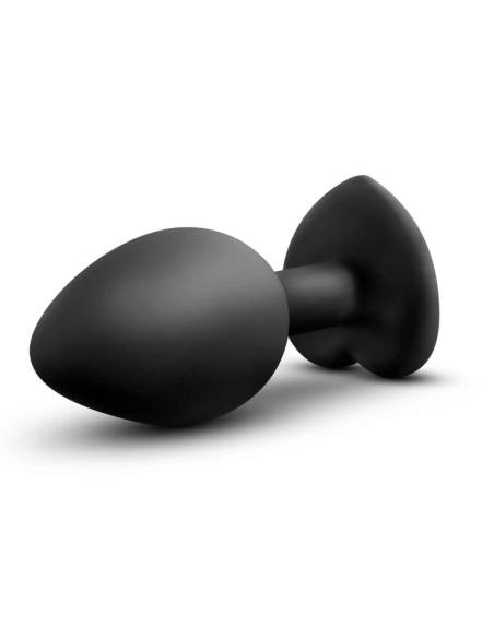 Temptasia M - anální dildo ve tvaru srdce se stříbrným kamínkem (černé) - střední