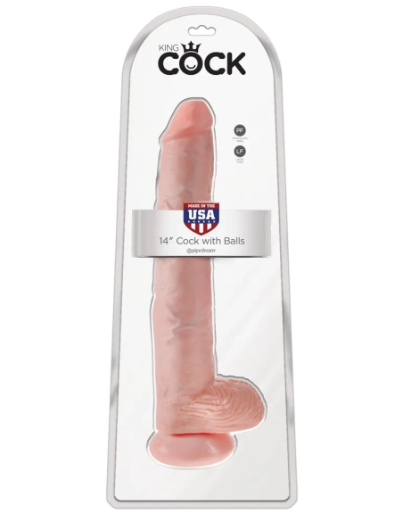 Obrovské XXL dildo King Cock 14 Horn Dildo 35cm Natural