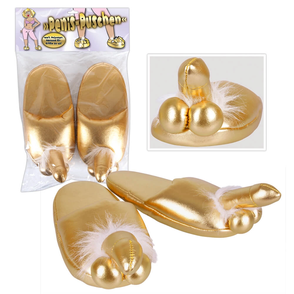 Levně Zlaté pantofle - s penisem