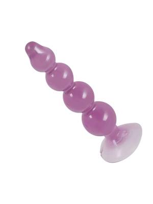 anal beads - anální kolík s přísavkou (fialový)