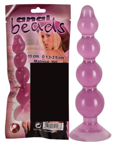 anal beads - anální kolík s přísavkou (fialový)