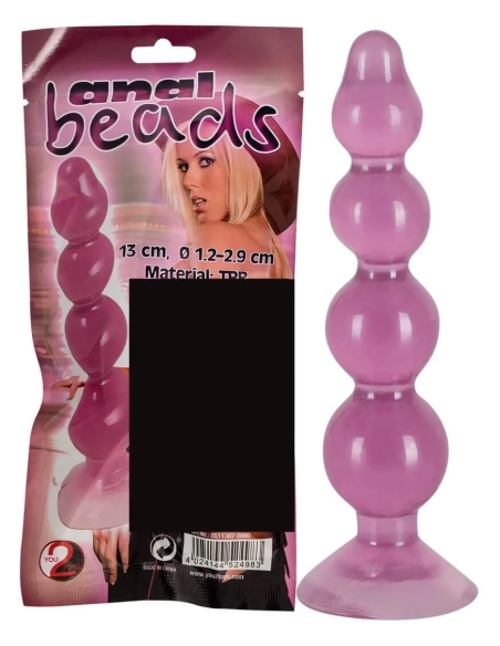 anal beads - anální kolík s přísavkou (fialový)