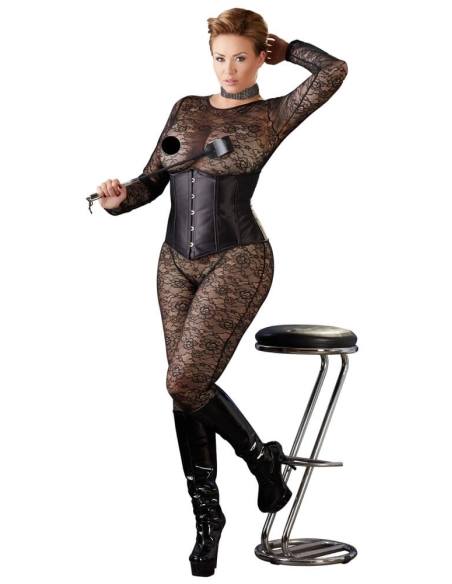 Cottelli Plus Size - saténový pásový pás (černý)