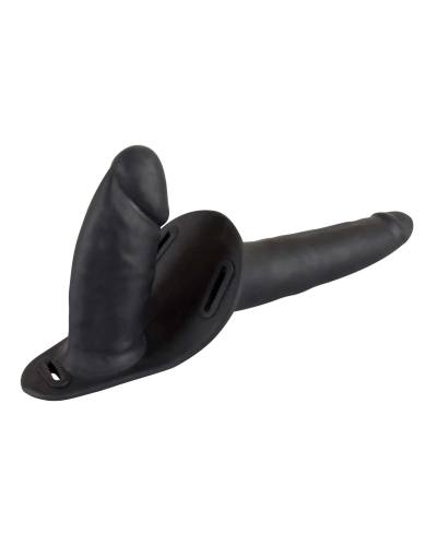 Připínací silikonové dildo - duo (černé)
