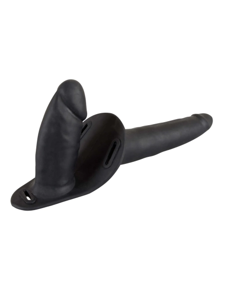 Připínací silikonové dildo - duo (černé)