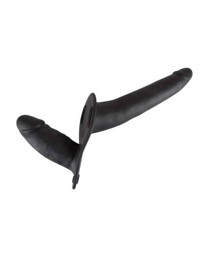 Připínací silikonové dildo - duo (černé)