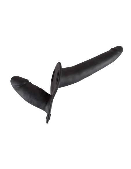 Připínací silikonové dildo - duo (černé)