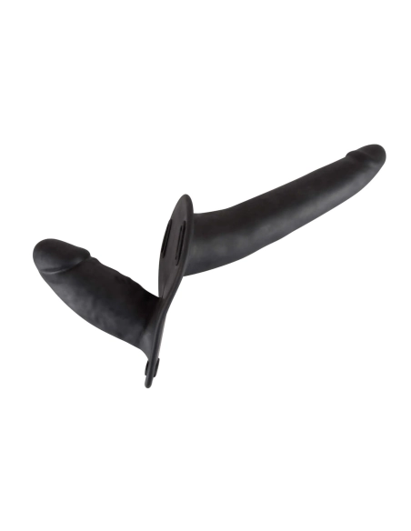 Připínací silikonové dildo - duo (černé)