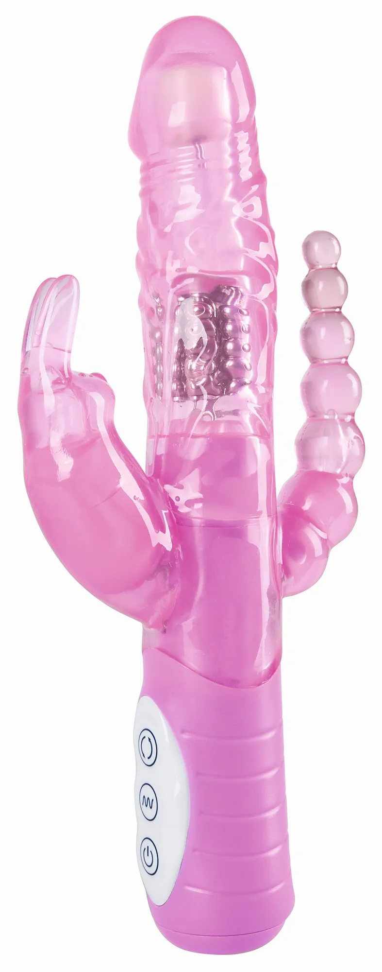 Levně Análny kolík s guličkami, vibrátor s otáčavými guličkami a stimulátor klitorisu v jednom!