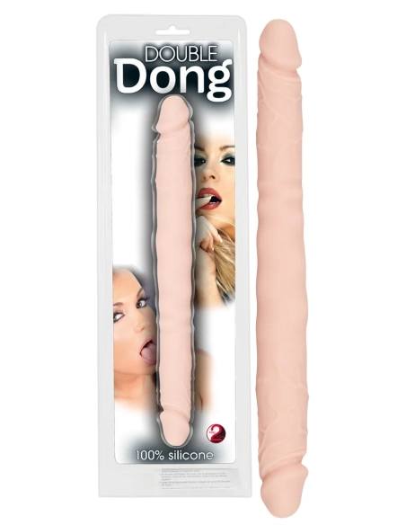 Oboustranné silikonové dildo přírodní