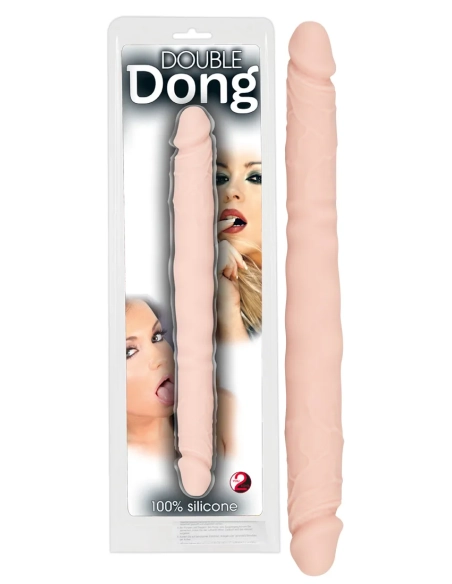 Oboustranné silikonové dildo přírodní