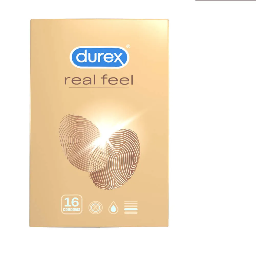 Nelatexové kondómy DUREX REAL FEEL pre prirodzený pôžitok - 16 ks
