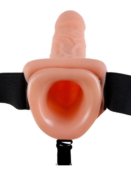 Připínací dutý vibrátor strapon v realistickém provedení