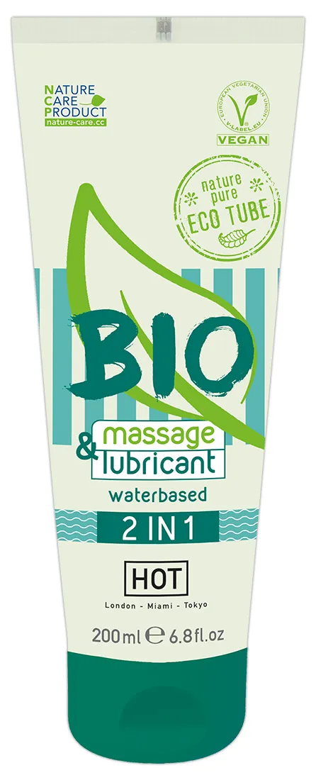 100% bio veganský lubrikační gel a masážní gel na vodní bázi