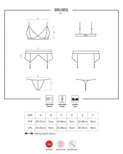 3 dílná sada erotického prádla Obsessive - 810-SEG-1 SET 3PCS White