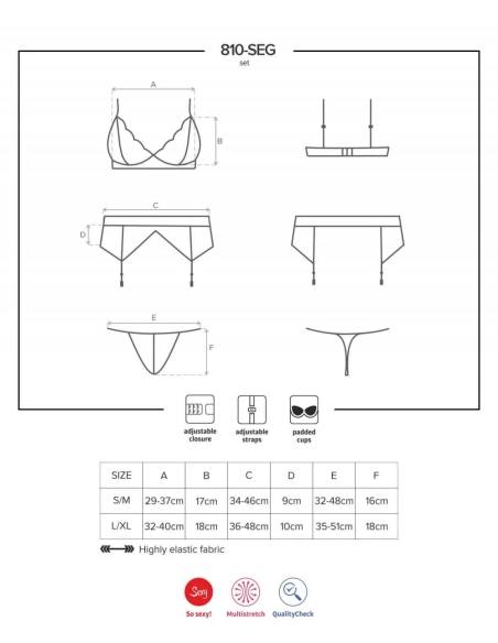 3 dílná sada erotického prádla Obsessive - 810-SEG-1 SET 3PCS White