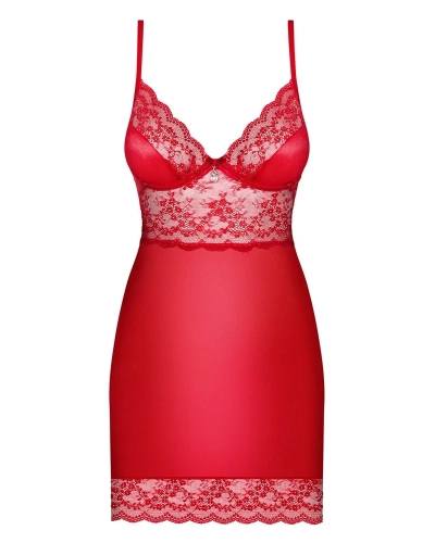 Červená košilka Obsessive Lovice Lace Nightwear with Tangle