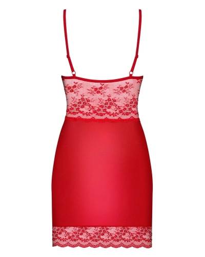 Červená košilka Obsessive Lovice Lace Nightwear with Tangle