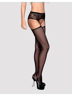 Sexy punčochy s podvazky Obsessive Garter Stockings S307 Black S/M/L