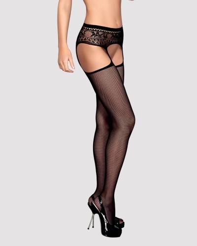 Sexy punčochy s podvazky Obsessive Garter Stockings S307 Black S/M/L