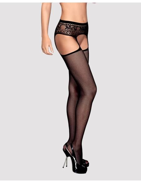 Sexy punčochy s podvazky Obsessive Garter Stockings S307 Black S/M/L