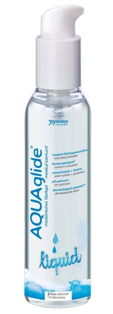 AQU Aglide liquid je lubrikant na báze vody, s dlhotrvajúcim účinkom na vaginálne aj análne použitie