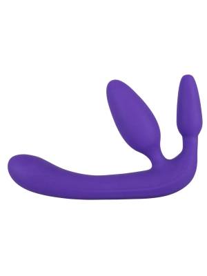 Trojité připínací dildo bez upevňovacího pásu (fialové)