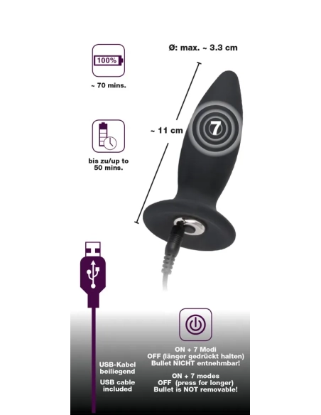 Nabíjecí anální vibrátor pro začátečníky Black Velvet S malý
