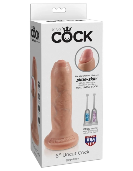 Realistické dildo s předkožkou King Cock 6 - 15cm