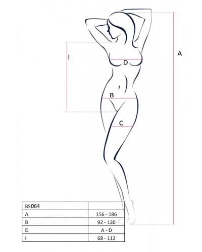 Passion BS064 - otevřené punčochové body se vzorem křídel (červené) - SL