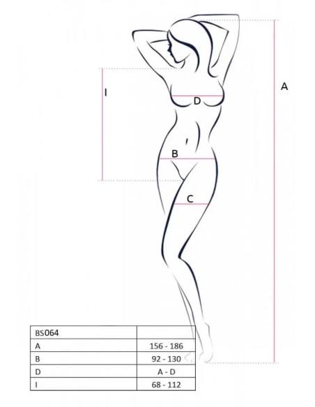 Passion BS064 - otevřené punčochové body se vzorem křídel (červené) - SL