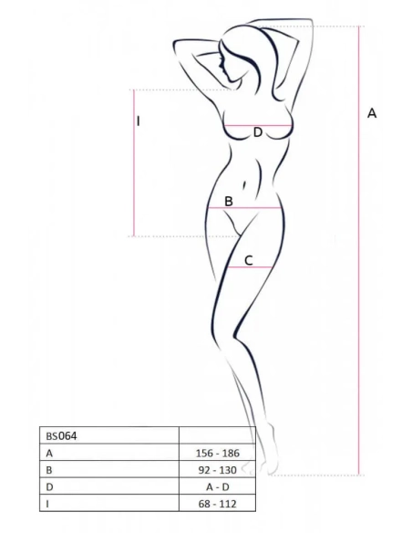 Passion BS064 - otevřené punčochové body se vzorem křídel (červené) - SL